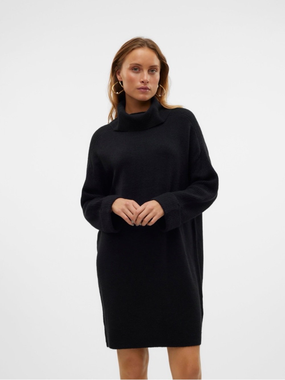 RD Style navy blue Turtleneck Sweater Dress